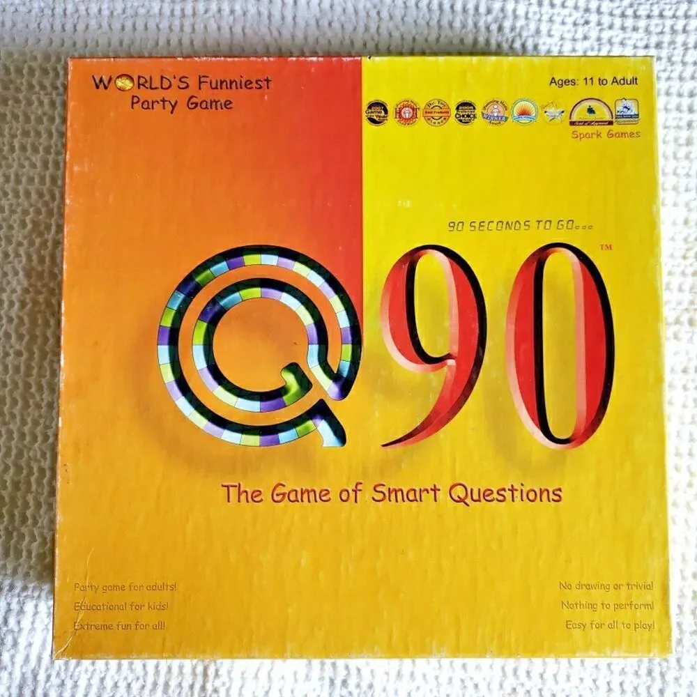 Q90 The Game of Smart Questions Board Game Spark Games Party Trivia Fun COMPLETE